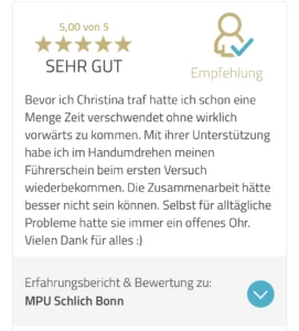 Erfahrungsbericht MPU Schlich Bonn